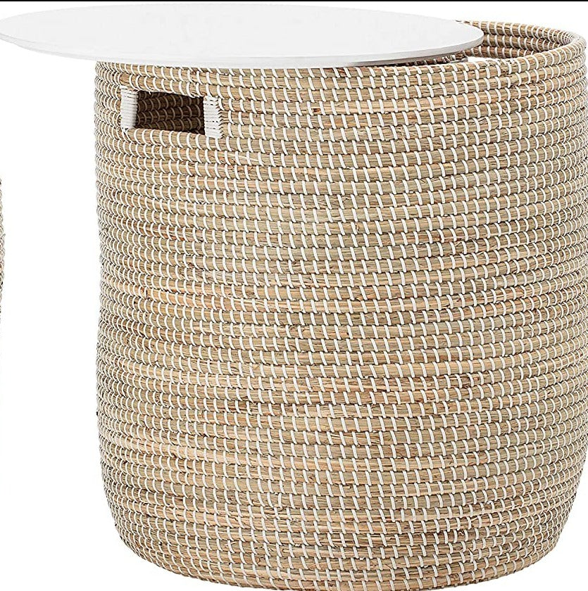 Seagrass Stool/Table  with wood top (1 in stock)