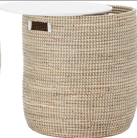 Seagrass Stool/Table  with wood top (1 in stock)