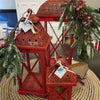 Set of 3 red tin and wood Lanterns (1 set in stock)