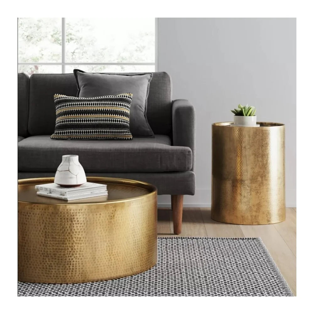 Brass drum deals end table