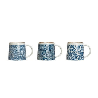 Stoneware Blue patterned mugs (3 designs)  (1 in stock)