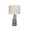 Stoneware Blue Table Lamp with Grid Pattern (1 in stock)