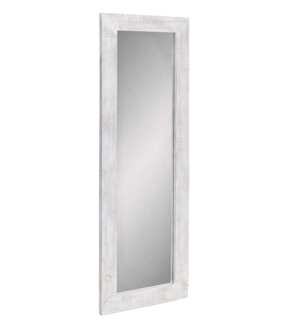 Wooden Tall Mirror Distressed White