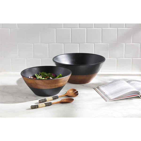 Black/Brown 2 Tone Wood Salad Bowl Large (2 in stock)