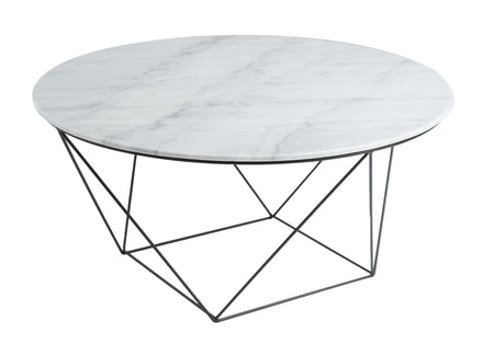 Valencia White Marble Black Matte Iron Base Side Table (1 in stock)