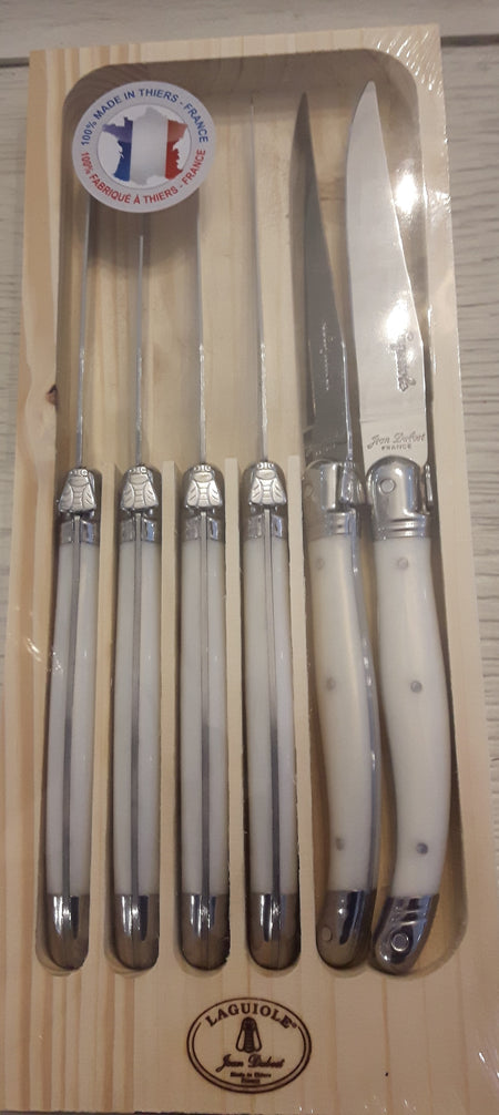 Laguiole Steak Knives Victoria White set of 6 (qty of 3 in stock)