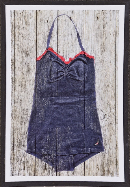 Vintage Swimsuit Hers Framed Art with Glass