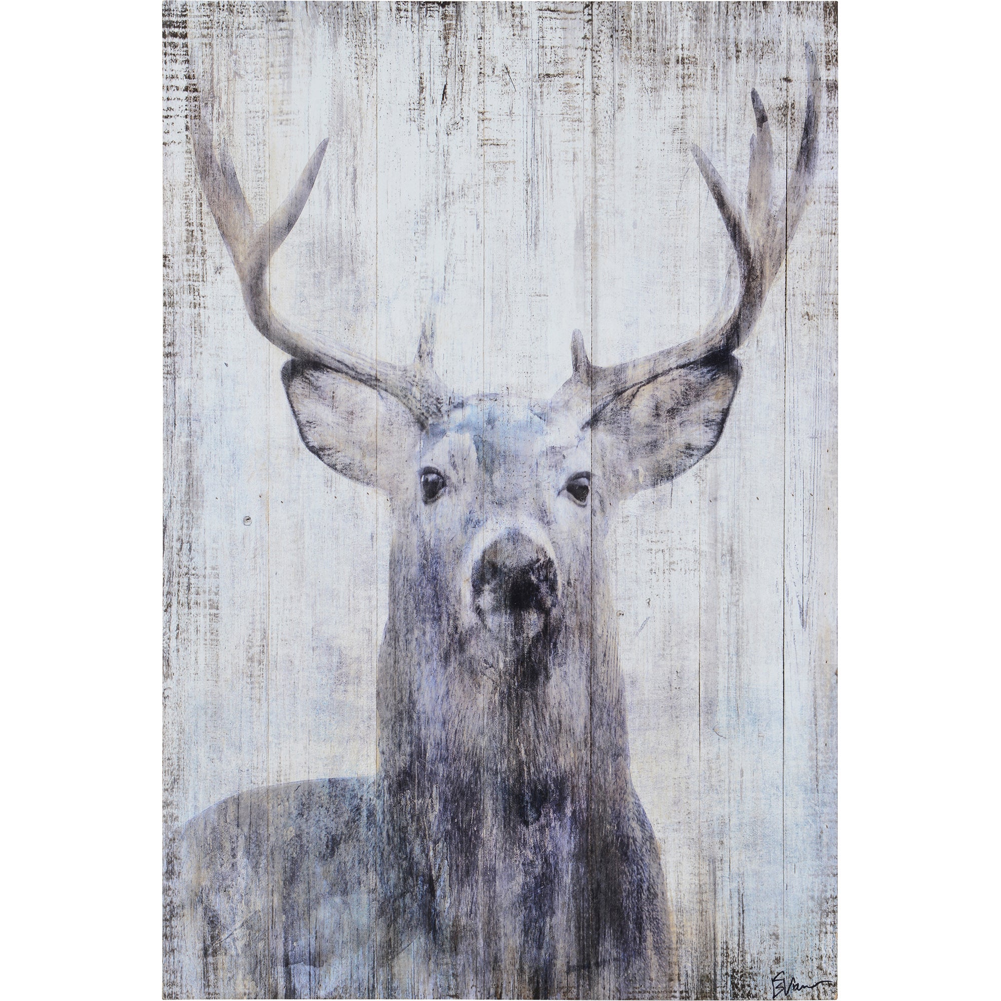 Stag painting on store wood