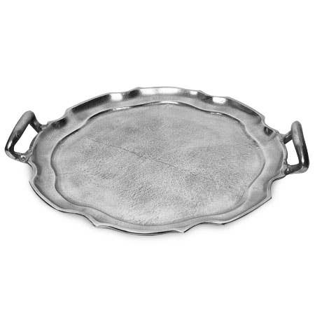 Textured Wavy Handled Round Tray