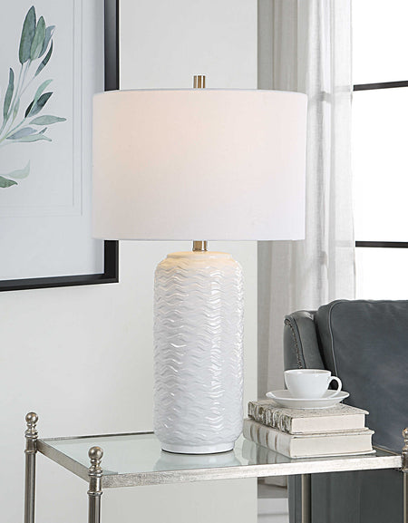 Renea - Brass & Green Ceramic Table Lamp with Shade - Lightbox