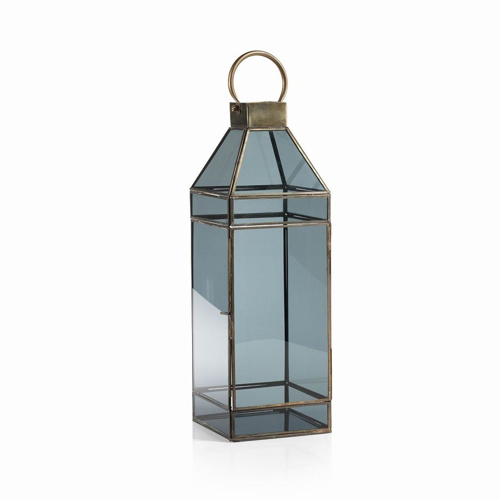 Lantern Yasmina Blue Glass and Brass  (qty of 2 in stock)